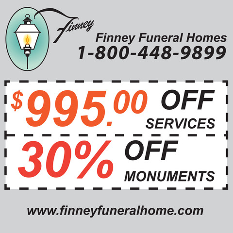 995.00 off services, 30% off monuments